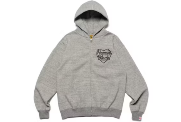 Human Made Heart Zip-Up Sweat Hoodie (FW22) Grey2